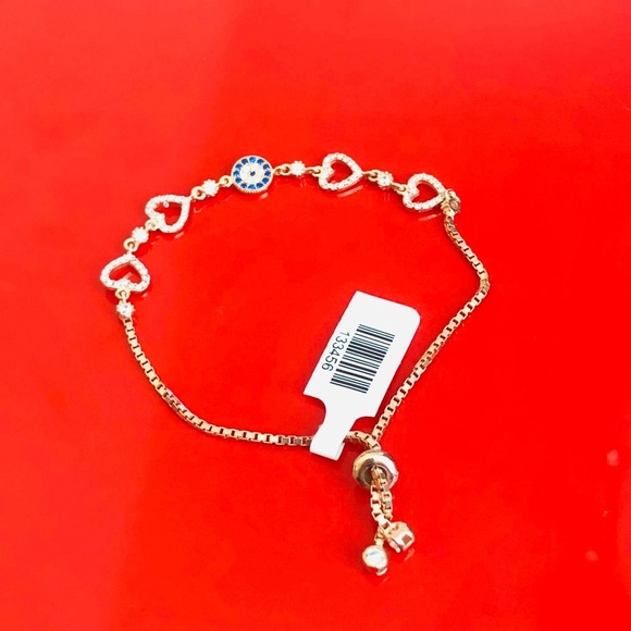 925 Silver Rose-tone CZ Adjustable Women Bracelet - Picture 2 of 3